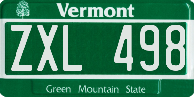 VT license plate ZXL498