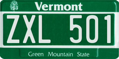 VT license plate ZXL501