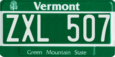 VT license plate ZXL507