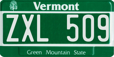 VT license plate ZXL509
