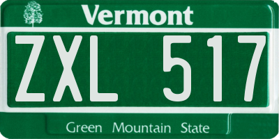VT license plate ZXL517