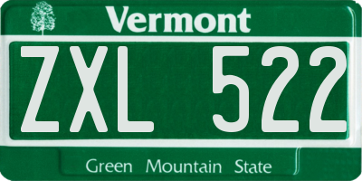 VT license plate ZXL522