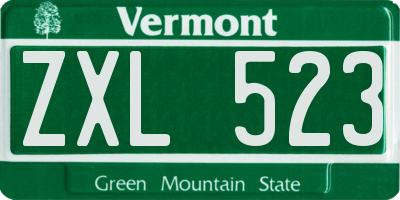 VT license plate ZXL523