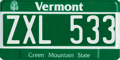 VT license plate ZXL533