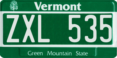 VT license plate ZXL535