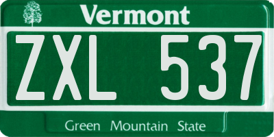 VT license plate ZXL537