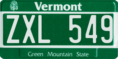 VT license plate ZXL549