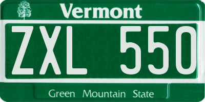 VT license plate ZXL550