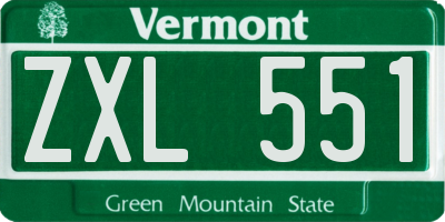 VT license plate ZXL551