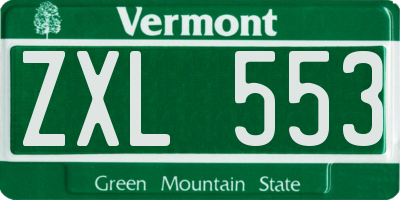 VT license plate ZXL553