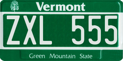 VT license plate ZXL555