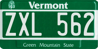 VT license plate ZXL562