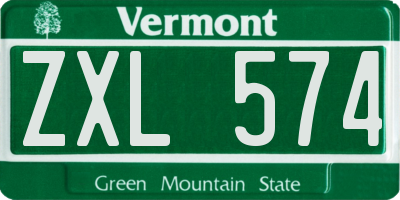 VT license plate ZXL574
