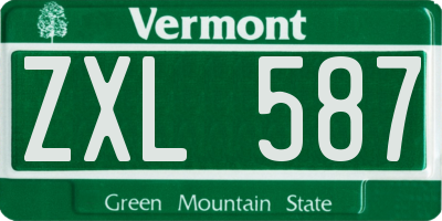VT license plate ZXL587