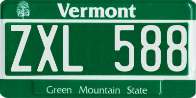 VT license plate ZXL588