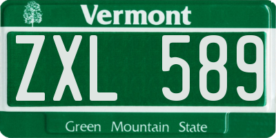 VT license plate ZXL589