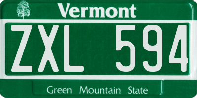 VT license plate ZXL594