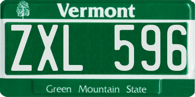 VT license plate ZXL596