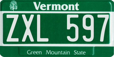 VT license plate ZXL597