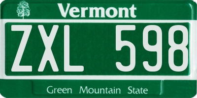 VT license plate ZXL598