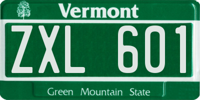 VT license plate ZXL601