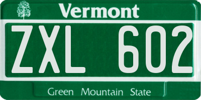 VT license plate ZXL602