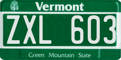 VT license plate ZXL603