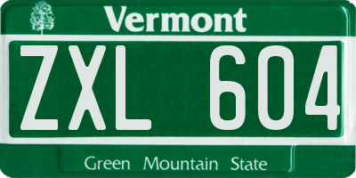 VT license plate ZXL604