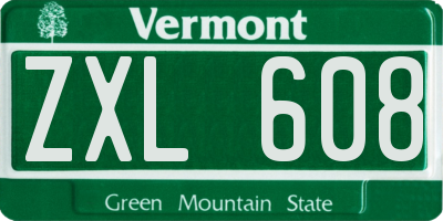 VT license plate ZXL608