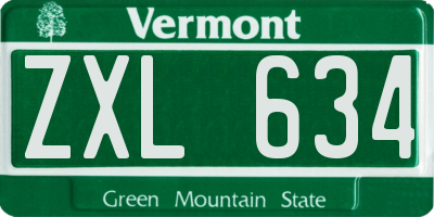 VT license plate ZXL634