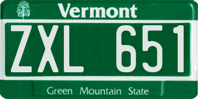 VT license plate ZXL651