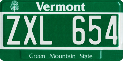 VT license plate ZXL654