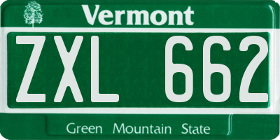 VT license plate ZXL662