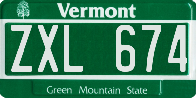 VT license plate ZXL674