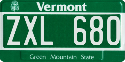 VT license plate ZXL680
