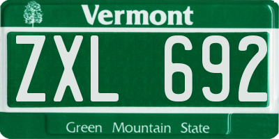 VT license plate ZXL692