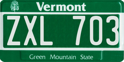 VT license plate ZXL703