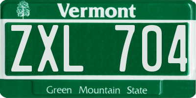 VT license plate ZXL704