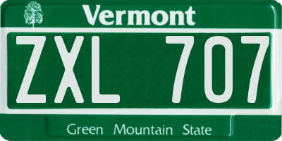 VT license plate ZXL707