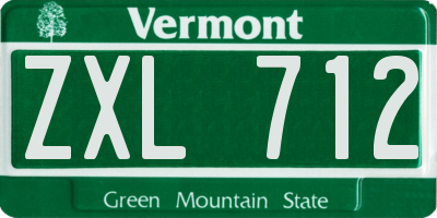 VT license plate ZXL712