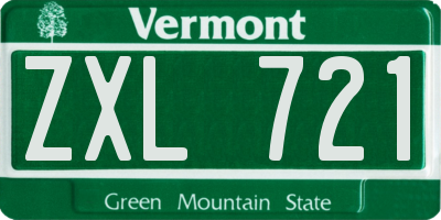 VT license plate ZXL721