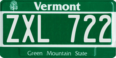 VT license plate ZXL722