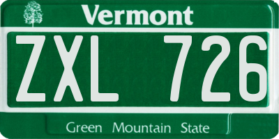 VT license plate ZXL726