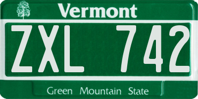 VT license plate ZXL742