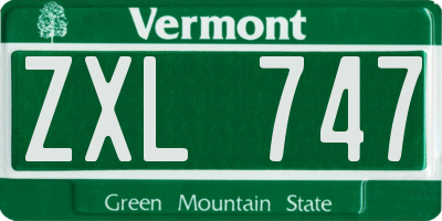 VT license plate ZXL747