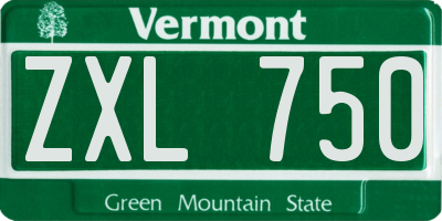 VT license plate ZXL750