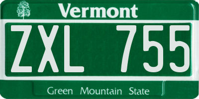 VT license plate ZXL755