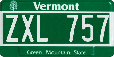 VT license plate ZXL757