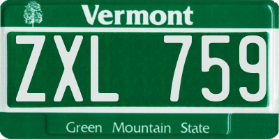 VT license plate ZXL759