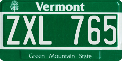 VT license plate ZXL765